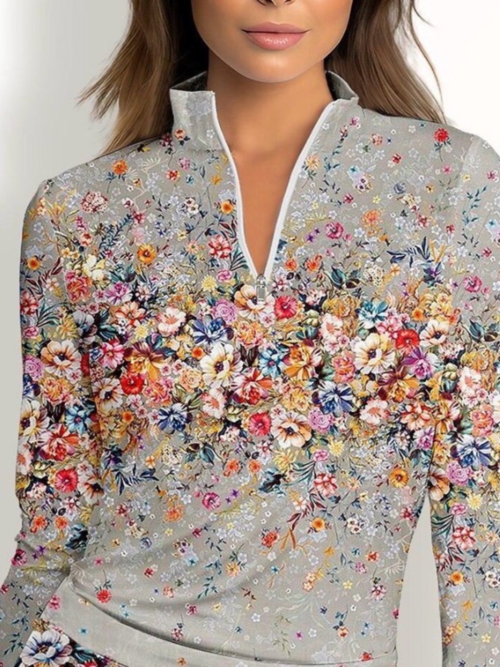 Acegolfs 1/4 Zip Pullover Womens XXXL Botanical Energy Long Sleeve UPF 50+ Wicks